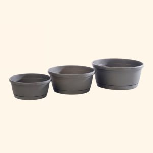 Libis Planter Bowl With Saucer - Alfresco - Anthracite - 9.75"
