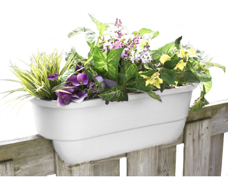 Apollo: Dual Deck Rail Planter-24 in White