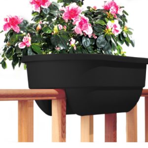 On-Rail Deck & Fence Planter 30″ – 4″ Rail – Black