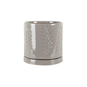 Janna Cylinder Pot With Saucer - Border Concepts - Light Grey - 4.25"