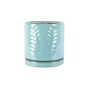 Janna Cylinder Pot With Saucer – Celedon – 4.25″