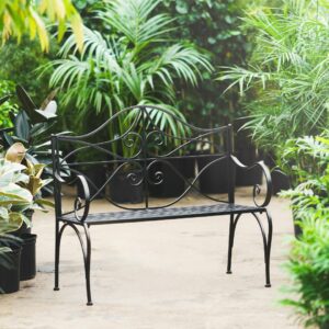 Scroll Metal Bench – Black