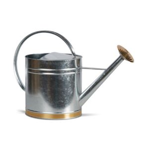 Oval Galvanized Watering Can – Silver/Copper – 2 Gal