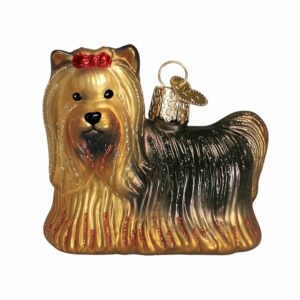 Yorkie Glass Ornament Old World Christmas