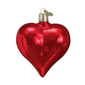 Shiny Red Heart Large Glass Ornament – Old World Christmas