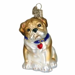 Bulldog Pup Glass Ornament