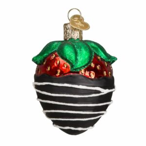 Chocolate Dipped Strawberry Glass Ornament