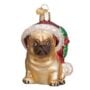Holly Hat Pug Glass Ornament - Old World Christmas