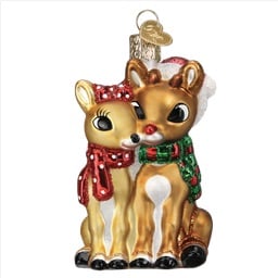 Rudolph™ and Clarice™ Glass Ornament - Old World Christmas