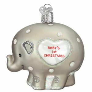 Baby's 1st Christmas Elephant Glass Ornament