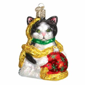 Holiday Kitten Glass Ornament