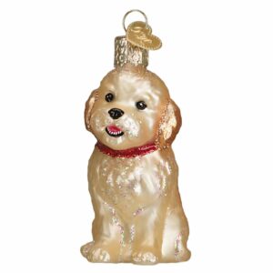 Cockapoo Puppy Glass Ornament