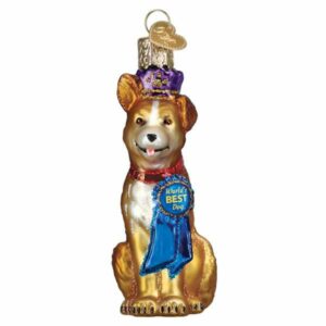 Worlds Best Dog Glass Ornament