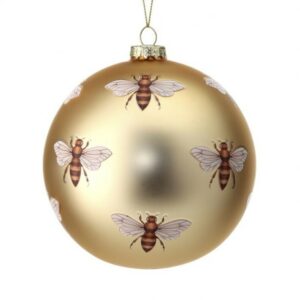 Glass Flying Honey Bee Ball Ornament – 5″