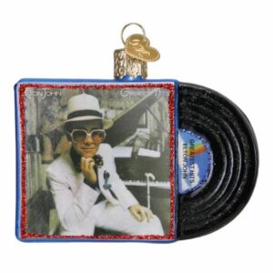 Elton John Greatest Hits Album Glass Ornament