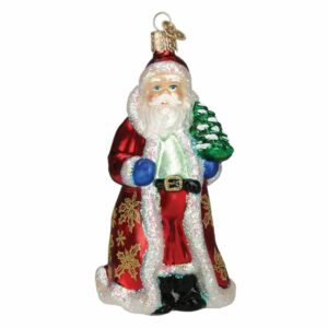 Glistening Golden Santa Glass Ornament