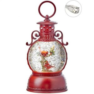 LED Lantern Cardinal Snowglobe