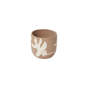 Rustling Leaves Pot - Brown/White - 3.5"