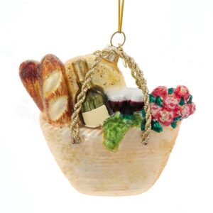 Basket With Bread Glass Ornament