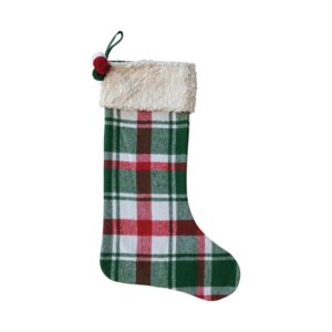 Brushed Cotton Flannel Stocking With Sherpa Cuff