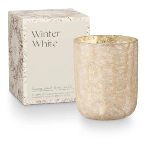 Winter White Boxed Crackle Glass Candle