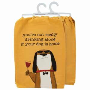 Drinking Alone Dog Tea Towel