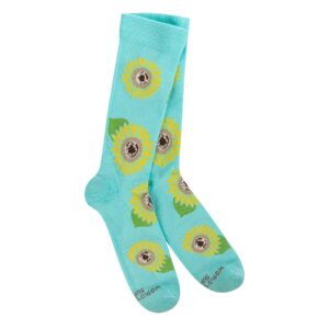 WoMen's Sensitive Support Crew Sock Aqua Sunflower