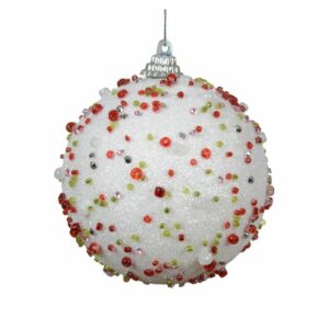 Foam Bauble White with Multi Beads