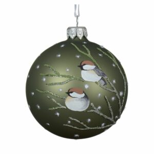 Glass Ornament Winter Birds