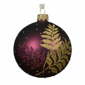 Glass Ornament Dark Mauve Fern