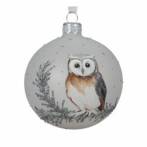 Glass Ornament Winter Owl