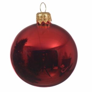 Glass Bauble – Christmas Red – 3.94″