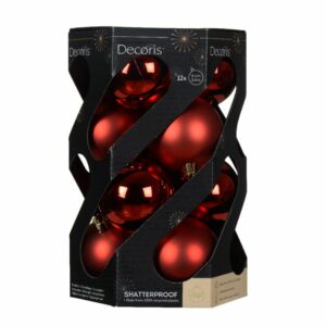 Shatterproof Bauble Mix Christmas Red