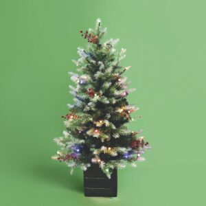 42″ Flocked Mountain Fir Potted Tree