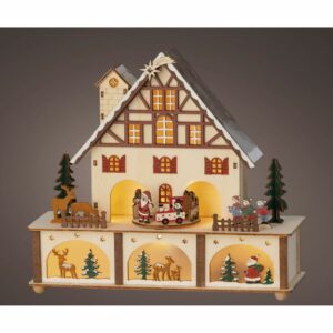 LED Wooden Santa & Snowman Scene