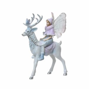 Winter Fairy Riding a Reindeer Figurine