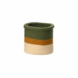 Cotton Basket – Green/Orange/Beige – 7.5″