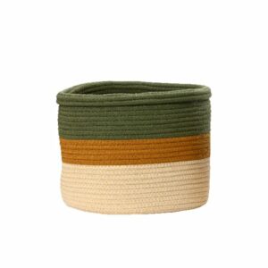 Cotton Basket – Green/Orange/Beige – 9″