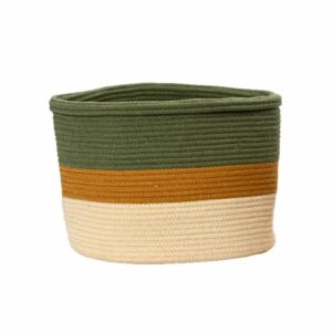 Cotton Basket – Green/Orange/Beige – 11″