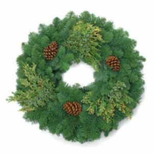 Mixed Evergreen Wreath – 20″ Ring & 34″ Outer Diameter