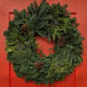 Mixed Evergreen Wreath – 12″ Ring & 22″ Outer Diameter