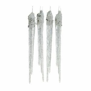 Icicles with Silver Glitter – 4 Pack