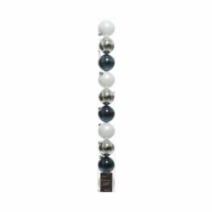 Shatterproof Bauble Mix – Blue/White/Silver – 10 Pack