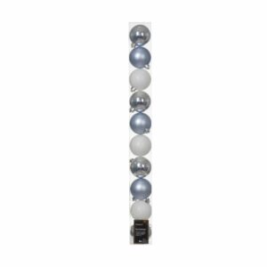 Shatterproof Bauble Mix – Blue/Silver/White – 10 Pack