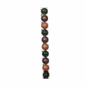 Shatterproof Bauble Mix – Green/Espresso/Copper – 10 Pack