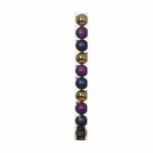 Shatterproof Bauble Mix – Blue/Gold/Purple – 10 Pack