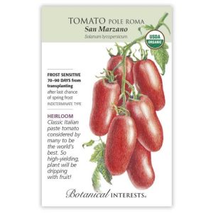 Pole Tomato Seeds – Botanical Interests – Roma San Marzano (Organic)