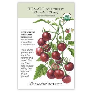 Pole Cherry Tomato Seeds – Botanical Interests – Chocolate Cherry (Organic)