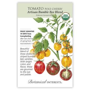 Pole Cherry Tomato Seeds – Botanical Interests – Artisan Bumble Bee Blend (Org)