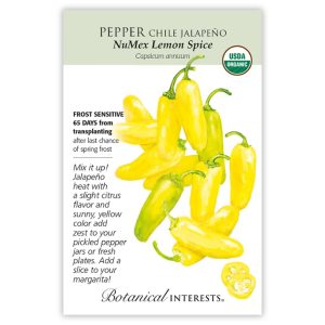 Chile Pepper Seeds – Botanical Interests – Jalapeno NuMex Lemon Spice (Organic)